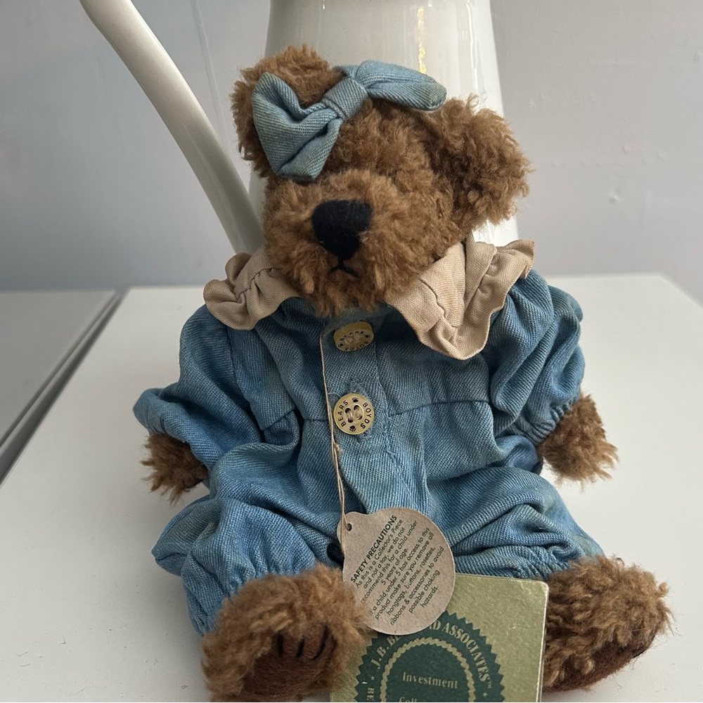Boyds Bears J.B. Bean Plush Bear Denim Overalls with Tags – Vintage Collectible